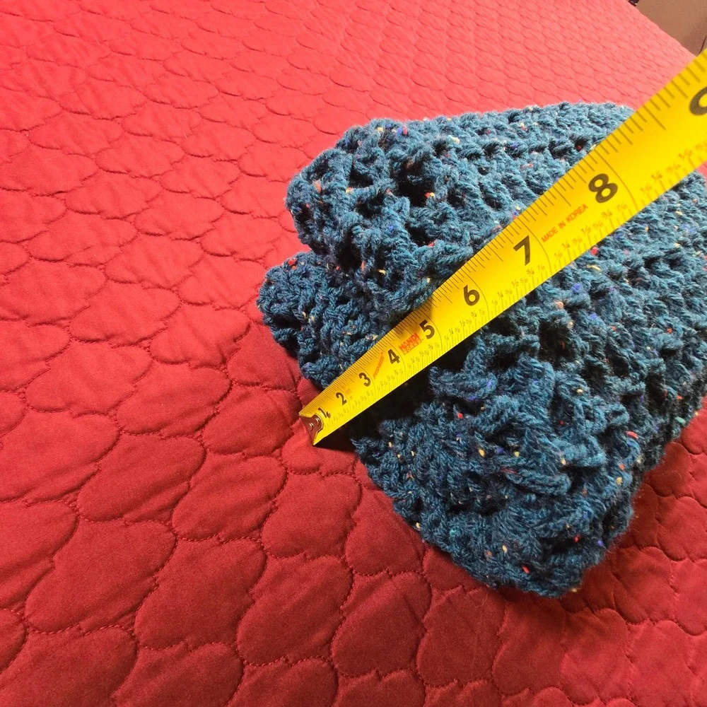 Handmade Crochet Prayer Shawl Blanket Throw Blue Green Speckled 52
